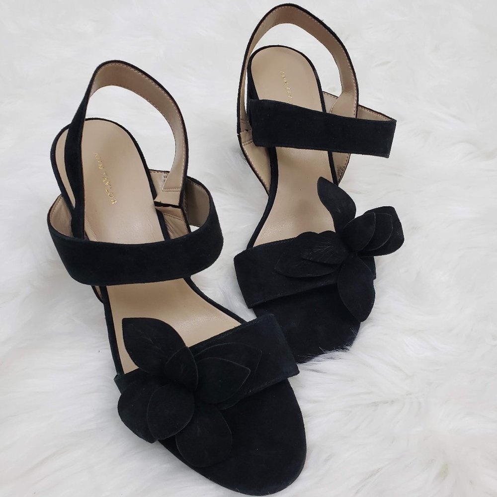 Ann Taylor Floral Block Heel Slingback Sandals